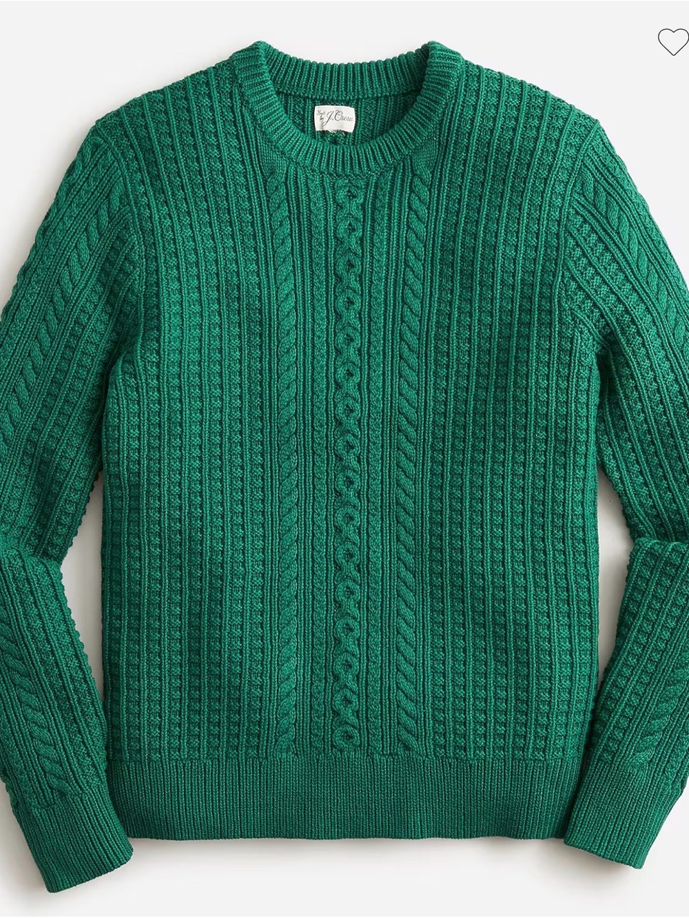 J. Crew Men's Emerald Green Cable-Knit Crewneck Sweater